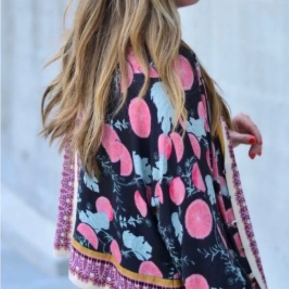 Free People Boho Freshly Squeezed Citrus Tie Sleeve Button‎ Top Womens Size XS - Picture 5 of 5